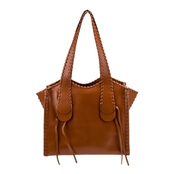 Chloe | Medium Calfskin Leather Mony Tote Bag in Caramel - Picture 4 of 15